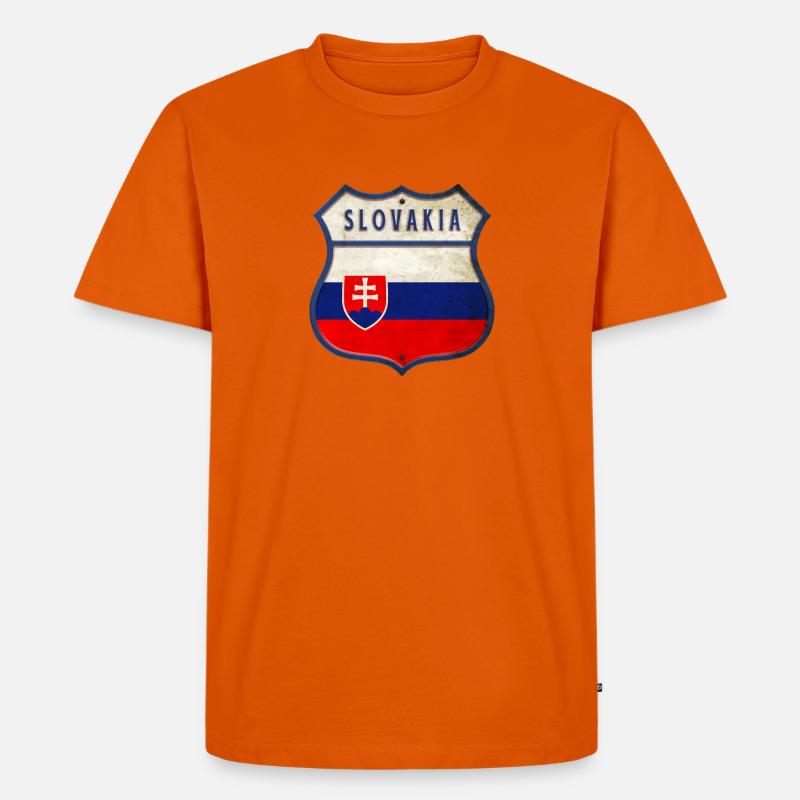 Slowakei Flaggen Wappen Design - Männer Premium Bio T-Shirt - Orange