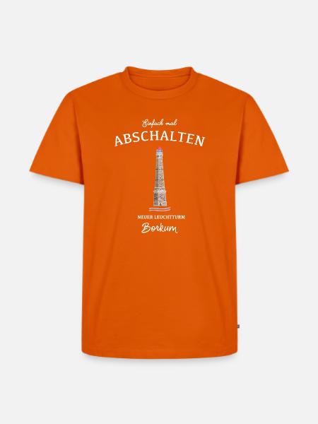Borkum, Neuer Leuchtturm - Männer Premium Bio T-Shirt - Orange