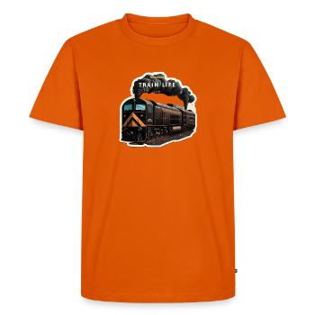 Train Life : Le train de l'aventure - T-shirt Premium bio Homme - orange  - Devant - Nico (187cm)