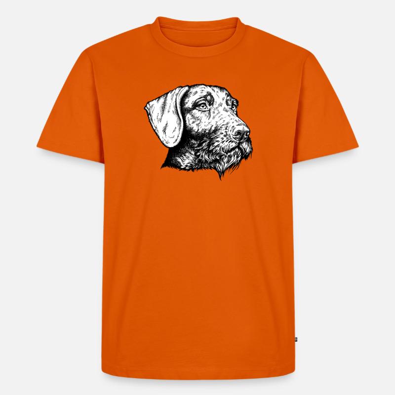 Deutsch Drahthaar Portrait - Männer Premium Bio T-Shirt - Orange