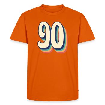 T-Shirt rétro Vintage numéro 90 quatre-vingt-dix - T-shirt Premium bio Homme - orange  - Devant - Nico (187cm)