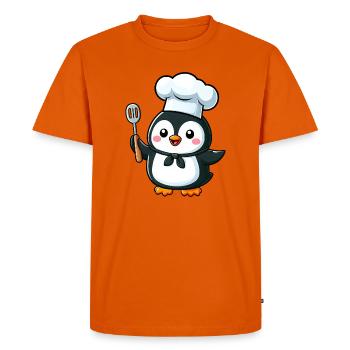 Cute Penguin Chef Cartoon Comic Design - Men's Premium Organic T-Shirt - orange  - Front - Nico (187cm)