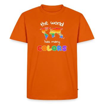 Rainbow World Map of Diversity - Men's Premium Organic T-Shirt - orange  - Front - Nico (187cm)