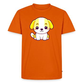 Cute Puppy Love Heart Eyes Adorable Dog T-Shirt - Men's Premium Organic T-Shirt - orange  - Front - Nico (187cm)
