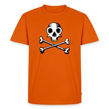 Skull and Bones 3c - Men's Premium Organic T-Shirt - orange  - Front - Nico (187cm)