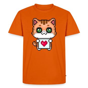 Chaton aimant les pixels - T-shirt Premium bio Homme - orange  - Devant - Nico (187cm)