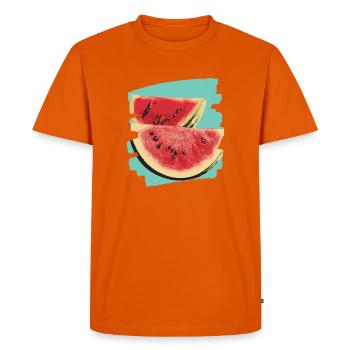Watermelon - Men's Premium Organic T-Shirt - orange  - Front - Nico (187cm)