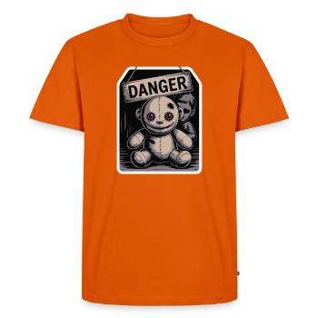 Poupée étrange avec un panneau de danger - T-shirt Premium bio Homme - orange  - Devant - Nico (187cm)