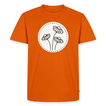 Daisy Line Art – Floral Motif Circle - Men's Premium Organic T-Shirt - orange  - Front - Nico (187cm)
