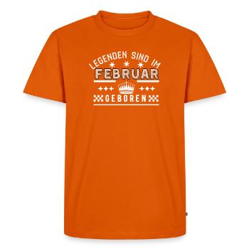 Les légendes naissent en février - fête d’anniversaire - T-shirt Premium bio Homme - orange  - Devant - Nico (187cm)