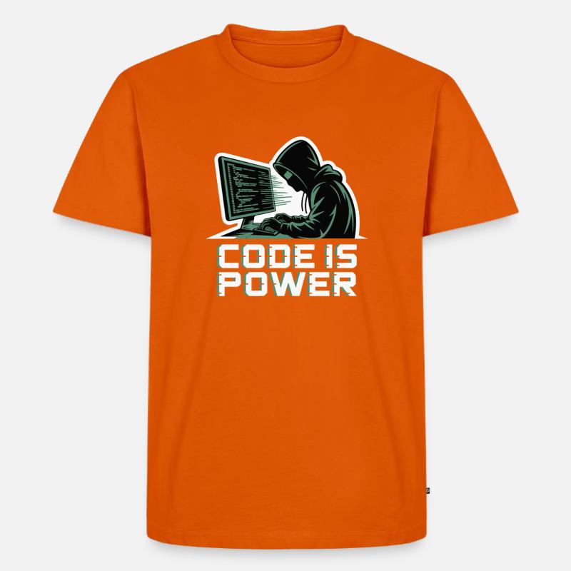 Cyber Hacker Code Infinity Design - Men's Premium Organic T-Shirt - orange