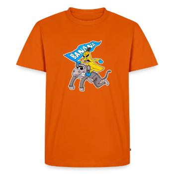 Banana Superhero with Monkey Motifs - Men's Premium Organic T-Shirt - orange  - Front - Nico (187cm)
