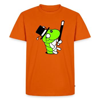 Caterpillar Sir Mr. Rich Monocle Glasses Cylinder Hole - Men's Premium Organic T-Shirt - orange  - Front - Nico (187cm)