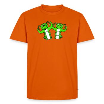 2 chenilles bodybuilder team muscle building amis mignons - T-shirt Premium bio Homme - orange  - Devant - Nico (187cm)