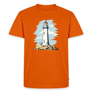 Motif côtier de phare sur le rocher - T-shirt Premium bio Homme - orange  - Devant - Nico (187cm)