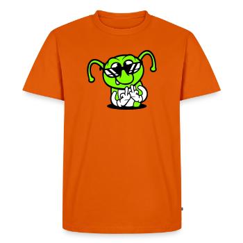 Caterpillar Middle Finger Insult Hole Sunglasses - Men's Premium Organic T-Shirt - orange  - Front - Nico (187cm)