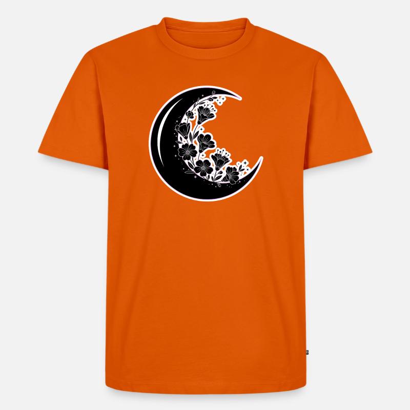 Blumen Mondphase Illustration - Männer Premium Bio T-Shirt - Orange 