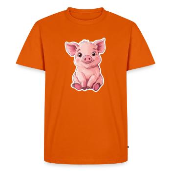 Porc Porcelet - T-shirt Premium bio Homme - orange  - Devant - Nico (187cm)