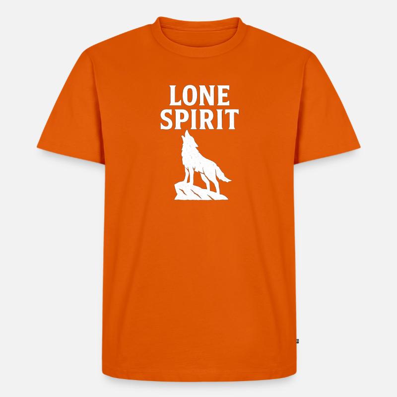 Design des einsamen Wolfsgeistes - Männer Premium Bio T-Shirt - Orange 