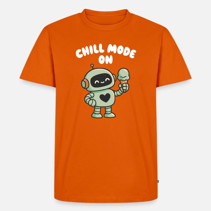 Entspannter Roboter mit Eistüte - Männer Premium Bio T-Shirt - Orange 