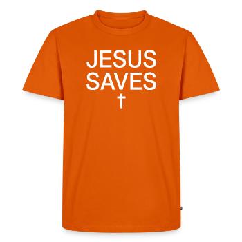 T-shirt minimaliste Jesus Saves Cross - T-shirt Premium bio Homme - orange  - Devant - Nico (187cm)