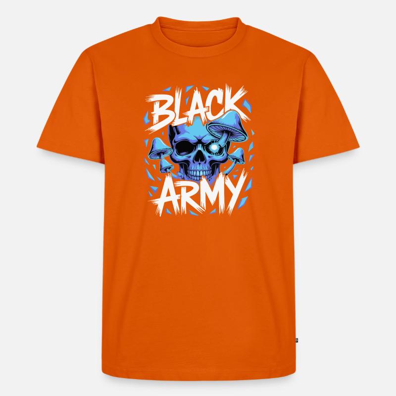 Blauer Schädel Armee Pilze - Männer Premium Bio T-Shirt - Orange