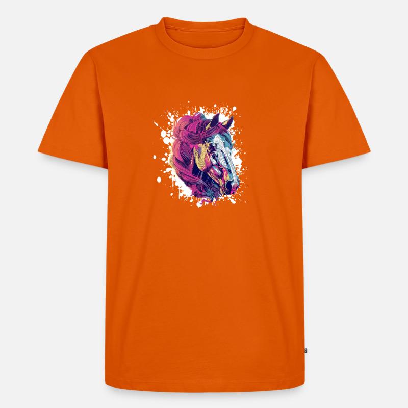 Buntes Pferd PopArt Farbexplosion - Männer Premium Bio T-Shirt - Orange 