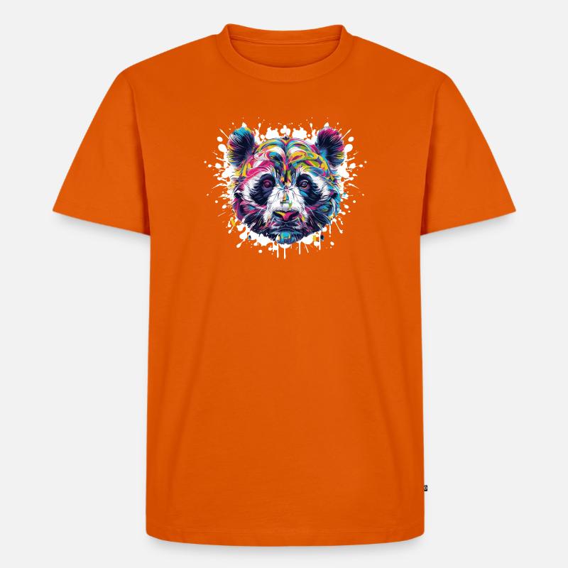 Bunter Panda Kopf Farbexplosion - Männer Premium Bio T-Shirt - Orange 