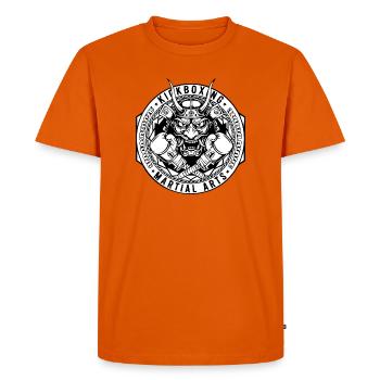 Kickboxing Emblème Masque Démon - T-shirt Premium bio Homme - orange  - Devant - Nico (187cm)