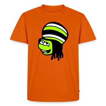 grenouille Reggae musique Rasta cheveux chapeau Jamaïque Fun - T-shirt Premium bio Homme - orange  - Devant - Nico (187cm)