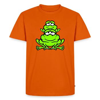Grenouille Enfant Famille Papa Maman Piggyback Fête des Pères - T-shirt Premium bio Homme - orange  - Devant - Nico (187cm)
