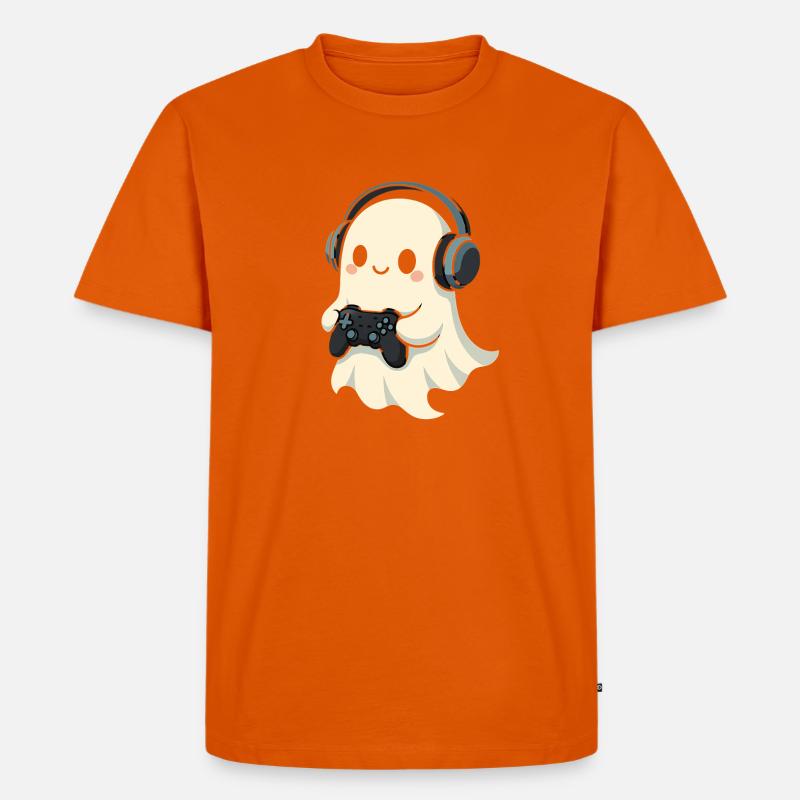 Geist mit Kopfhörer Spielcontroller - Männer Premium Bio T-Shirt - Orange 