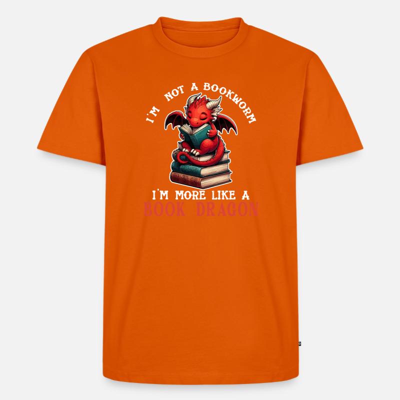 Dragon Book Reader - Männer Premium Bio T-Shirt - Orange 