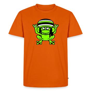 grenouille Reggae musique Rasta cheveux chapeau Jamaïque Fun - T-shirt Premium bio Homme - orange  - Devant - Nico (187cm)
