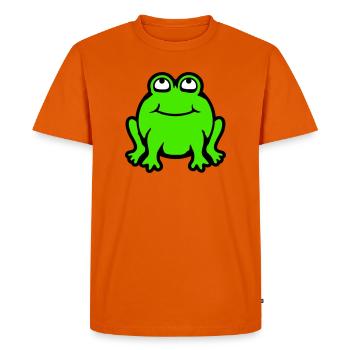grenouille crapaud sourit drôle lève les yeux - T-shirt Premium bio Homme - orange  - Devant - Nico (187cm)