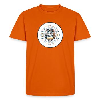 Motif Mandala Hibou Fauve - T-shirt Premium bio Homme - orange  - Devant - Nico (187cm)