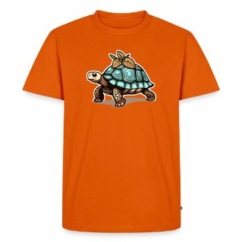 Turtle with blue shell & leaves - Men's Premium Organic T-Shirt - orange  - Front - Nico (187cm)