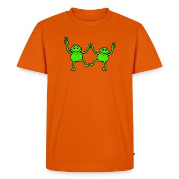 2 grenouilles dansant signe de paix victoire main équipe - T-shirt Premium bio Homme - orange  - Devant - Nico (187cm)