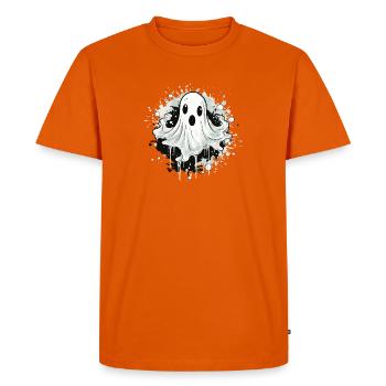 Ghost Splatter Motif - Men's Premium Organic T-Shirt - orange  - Front - Nico (187cm)