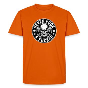 Ne jamais plaisanter avec le baiseur épique Biker badge Crâne - T-shirt Premium bio Homme - orange  - Devant - Nico (187cm)