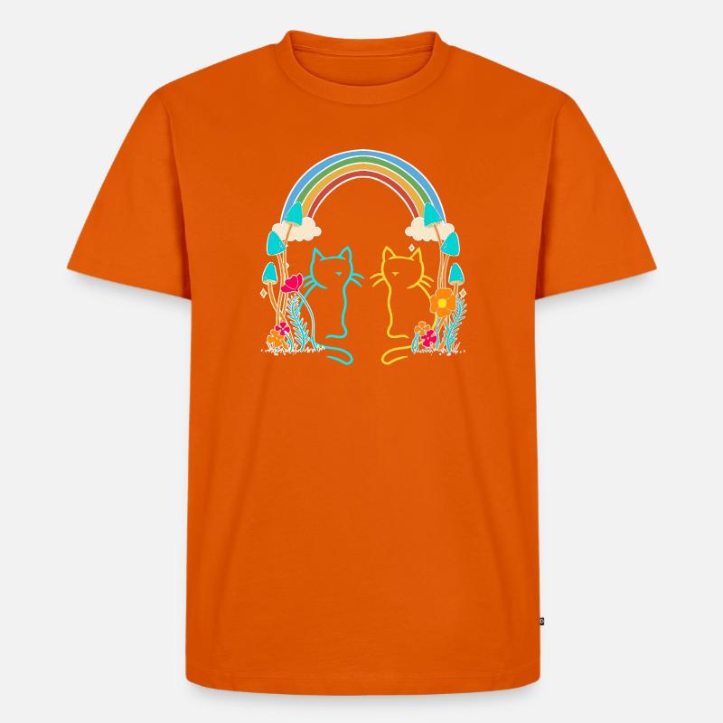 Regenbogen Retro Katzen Kinder - Männer Premium Bio T-Shirt - Orange