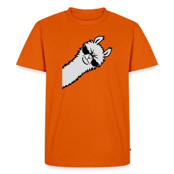 Llama en colère regard côté lunettes de soleil Cool Sour - T-shirt Premium bio Homme - orange  - Devant - Nico (187cm)