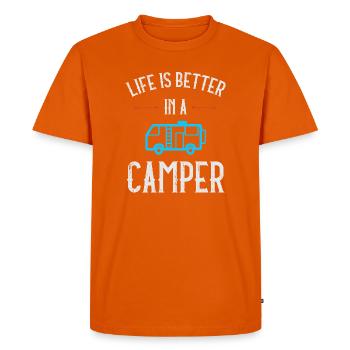 La vie est meilleure en camping-car - T-shirt Premium bio Homme - orange  - Devant - Nico (187cm)
