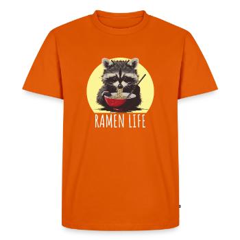 Raccoon with noodles ramen kawaii - Men's Premium Organic T-Shirt - orange  - Front - Nico (187cm)