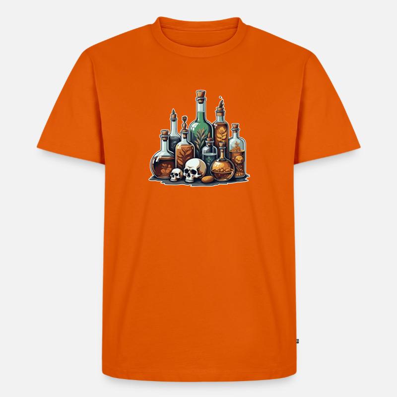Alchemie Fläschchen Schädel Design - Männer Premium Bio T-Shirt - Orange 