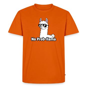 Llama with Sunglasses No Prob Mom - Men's Premium Organic T-Shirt - orange  - Front - Nico (187cm)