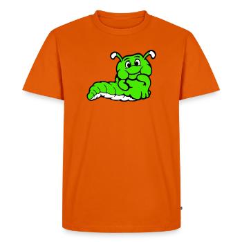 Caterpillar Worm Shy Friendly Curious Looking - Men's Premium Organic T-Shirt - orange  - Front - Nico (187cm)