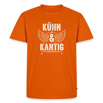 Dicton audacieux et audacieux - Vintage Used Look Statement - T-shirt Premium bio Homme - orange  - Devant - Nico (187cm)