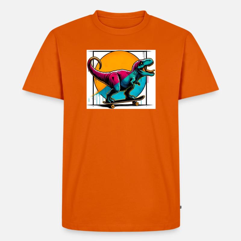 Dinosaurier auf Skateboard - Männer Premium Bio T-Shirt - Orange