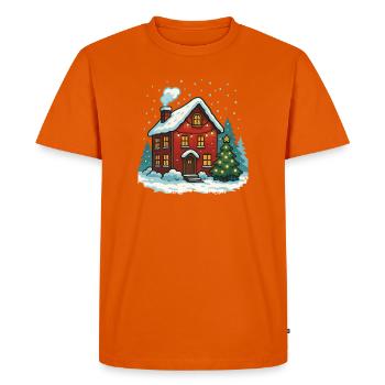 Maison d’hiver avec lumières - T-shirt Premium bio Homme - orange  - Devant - Nico (187cm)